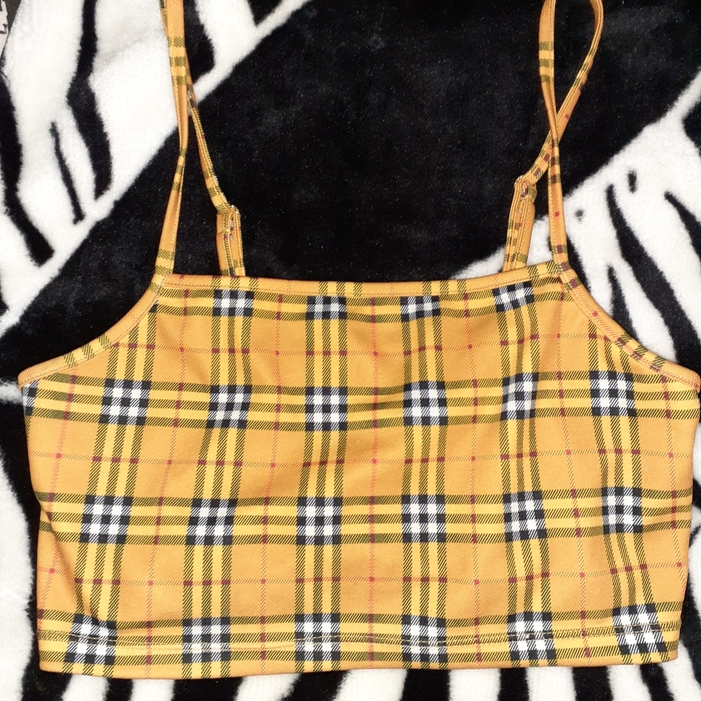 Yellow plaid clueless crop
